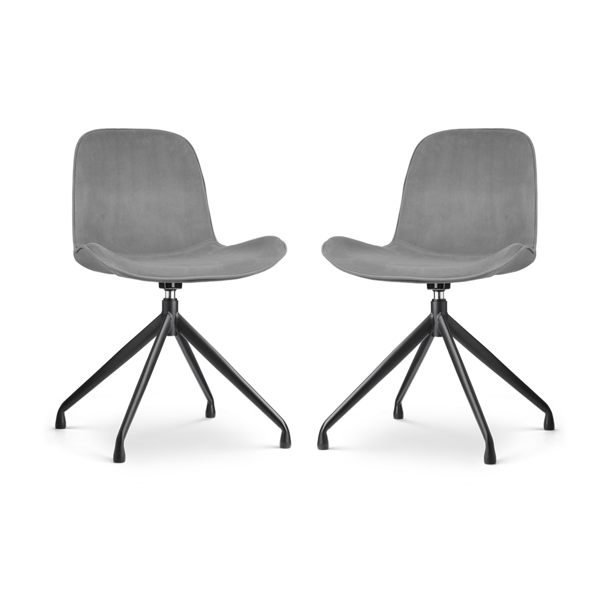 Nolon Nola-Fé Draaibare Eetkamerstoelen Set van 2 Velvet Grijs - Zwart