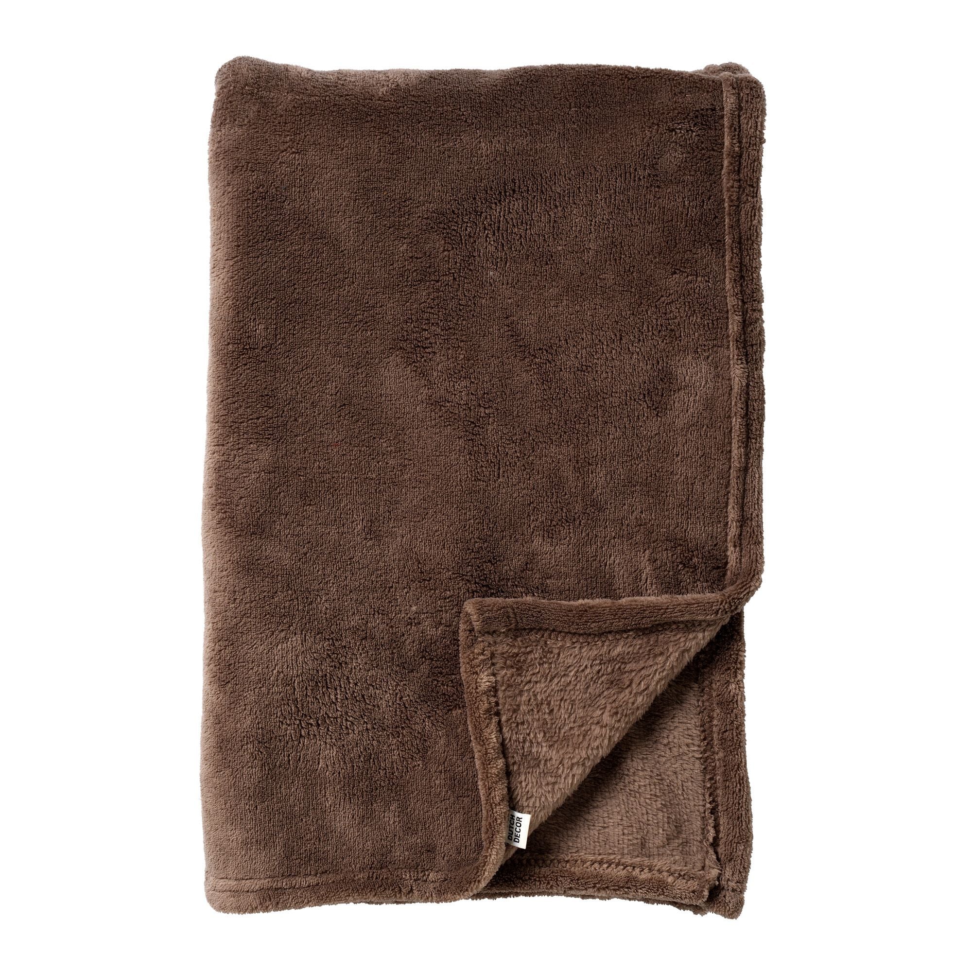 OWEN - plaid 130x160 cm - coral fleece deken - heerlijk zacht - Chocolate Martini - bruin