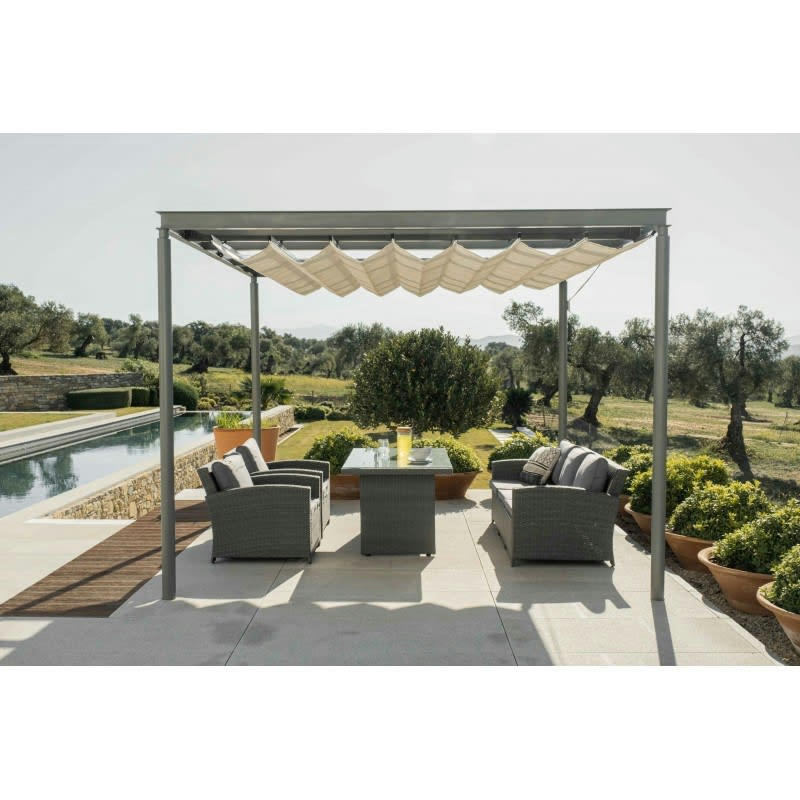 NEW YORK - Salle à manger d'extérieur Gris 5 Places Rotin Synethétique