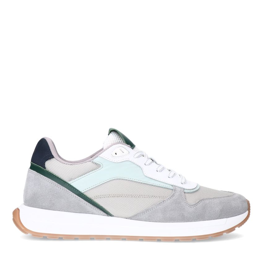 Manfield Grijze leren sneakers