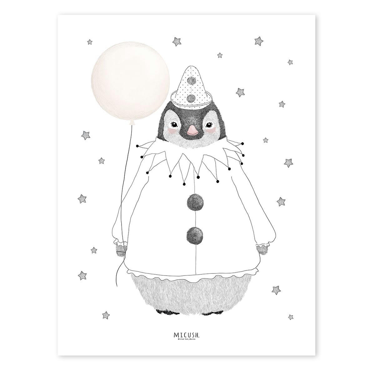 DREAMY - Affiche pingouin en Papier Noir