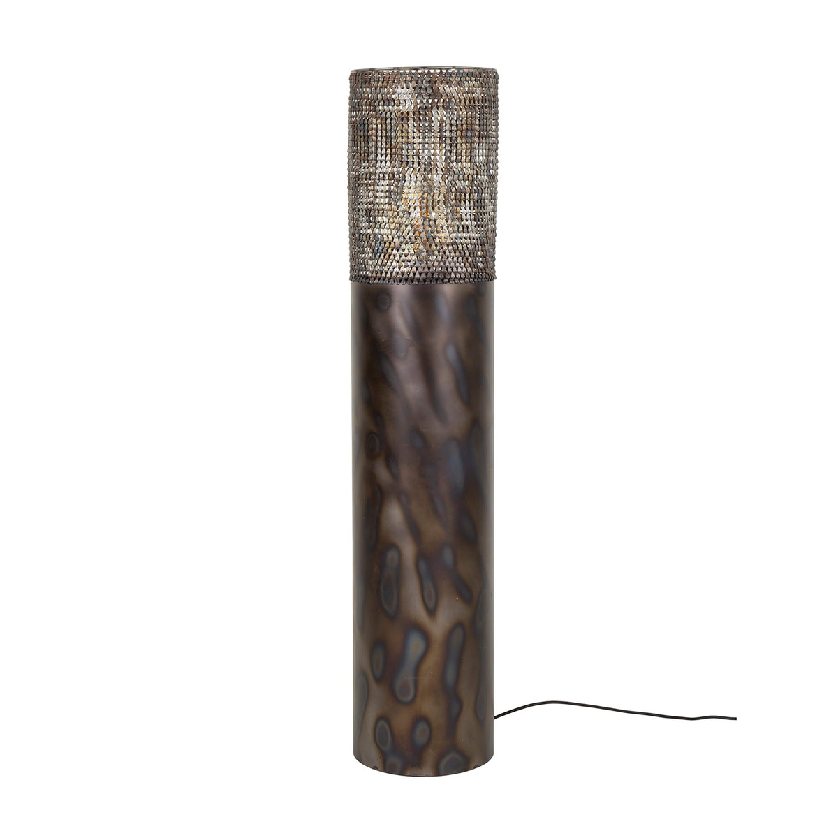 Giga Meubel Vloerlamp Cilinder - Zwart/Bruin Metaal - 1-Lichts - 25x25x120cm