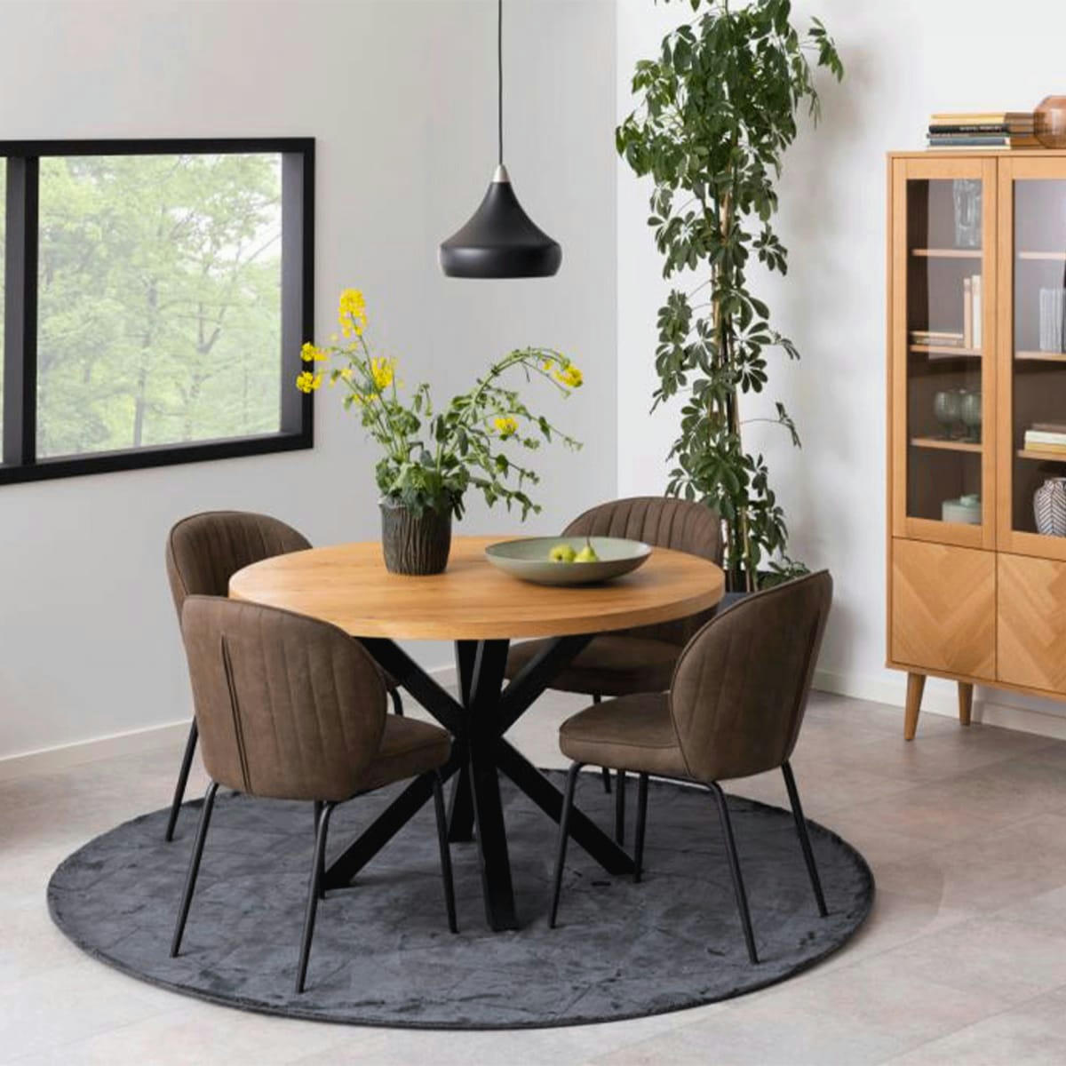 CATOUNE - Lot de 2 chaises en tissu style vintage marron