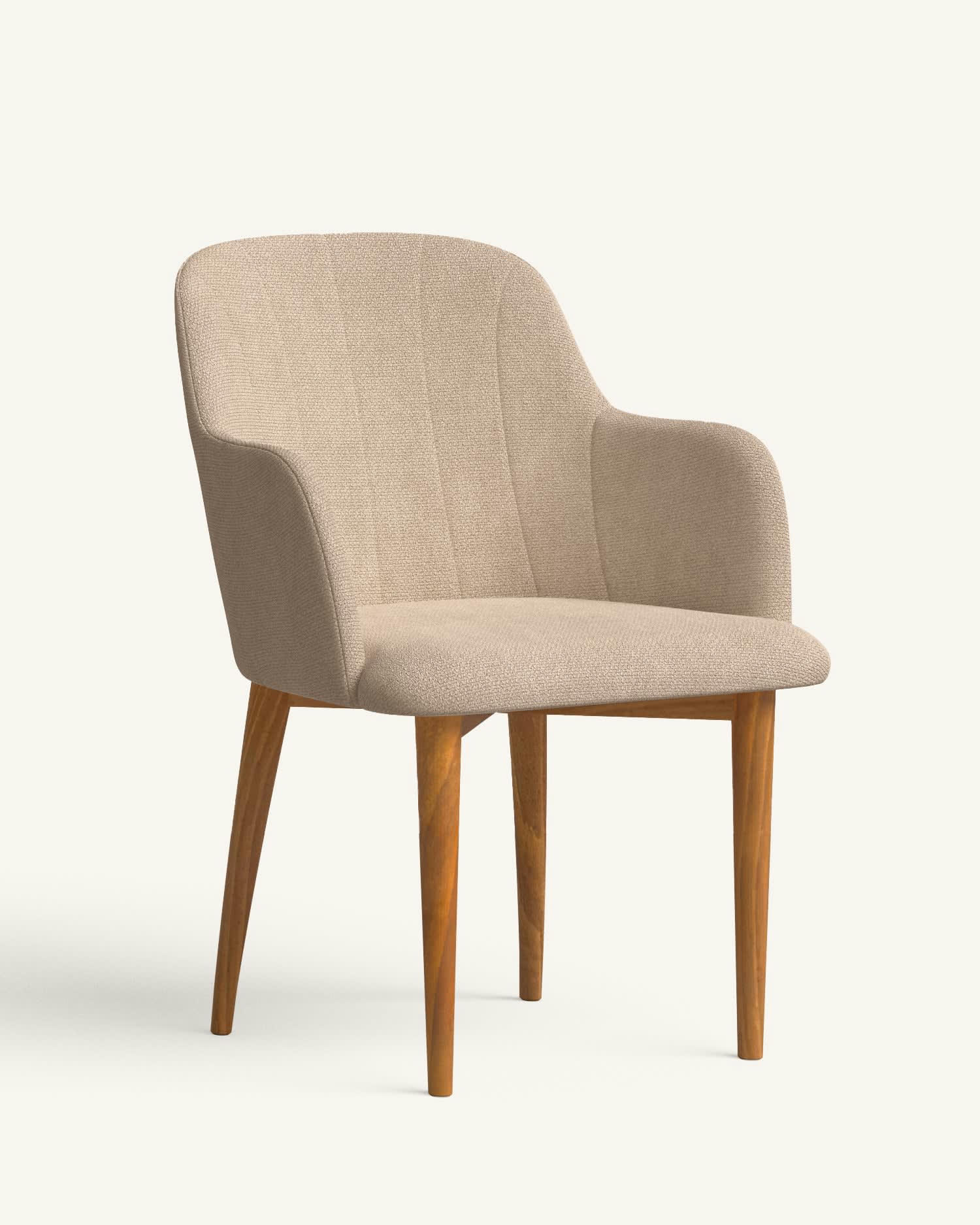 NIES - Chaise avec tissu recyclé fabriqué à la main en couleur brun clair