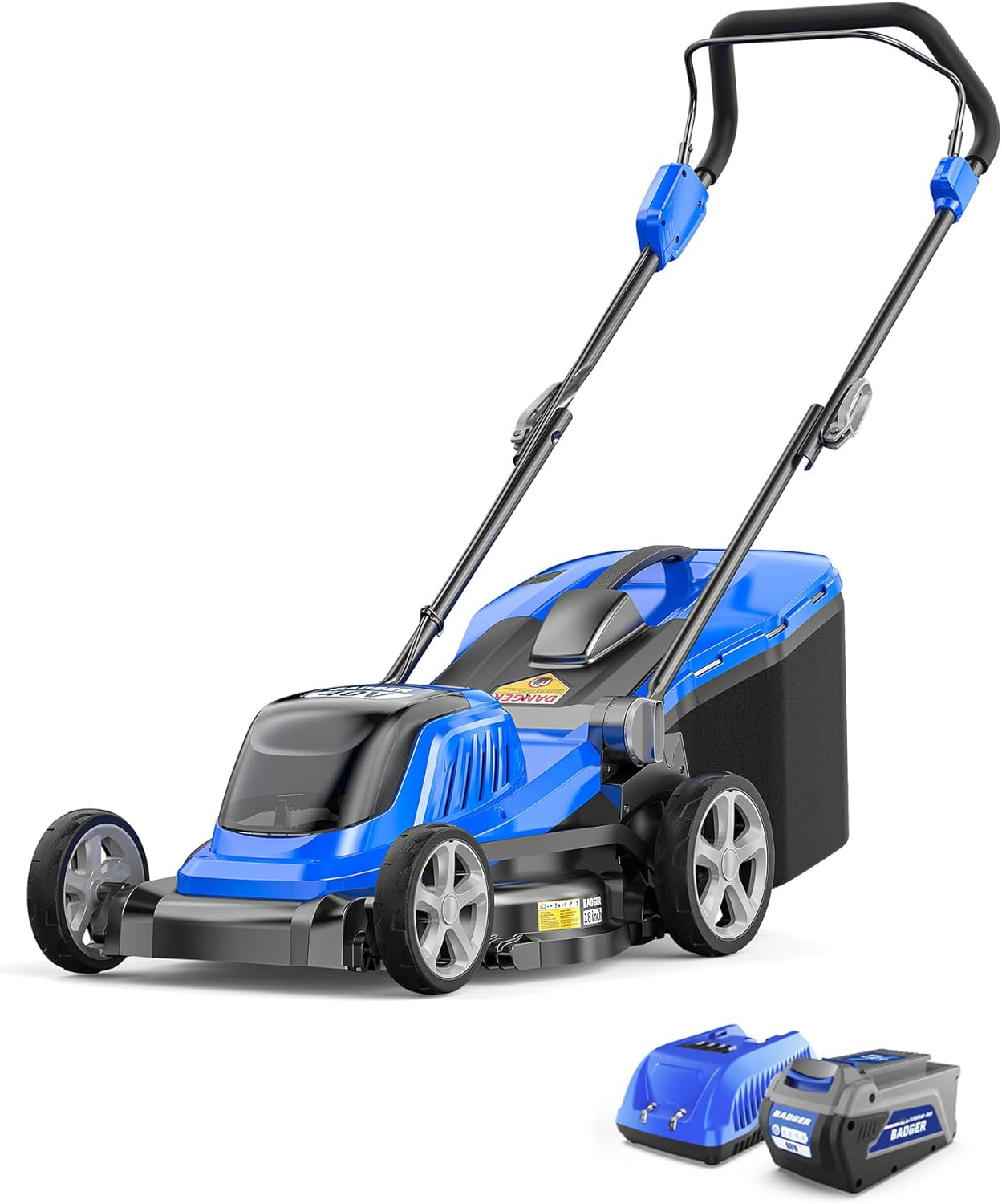 Wild Badger Power 40V 18″ Cordless Lawn Mower Brushless   5 445 sq ft/0.125 ac  1×4.0Ah Battery & Fast Charger  5-Position Height  for Small-to-Medium Lawns