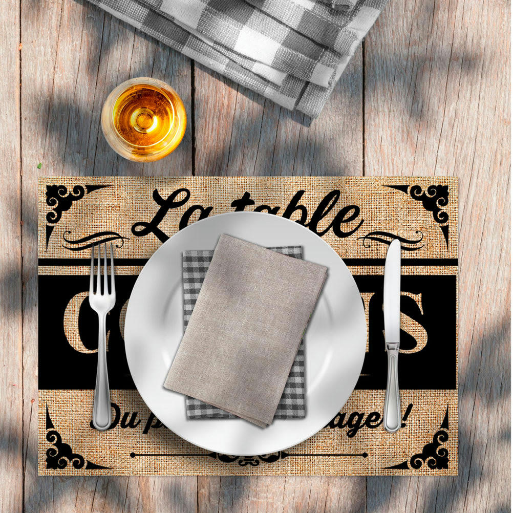 LA TABLE DES COPAINS - Set de table en toile de jute 42x29,5