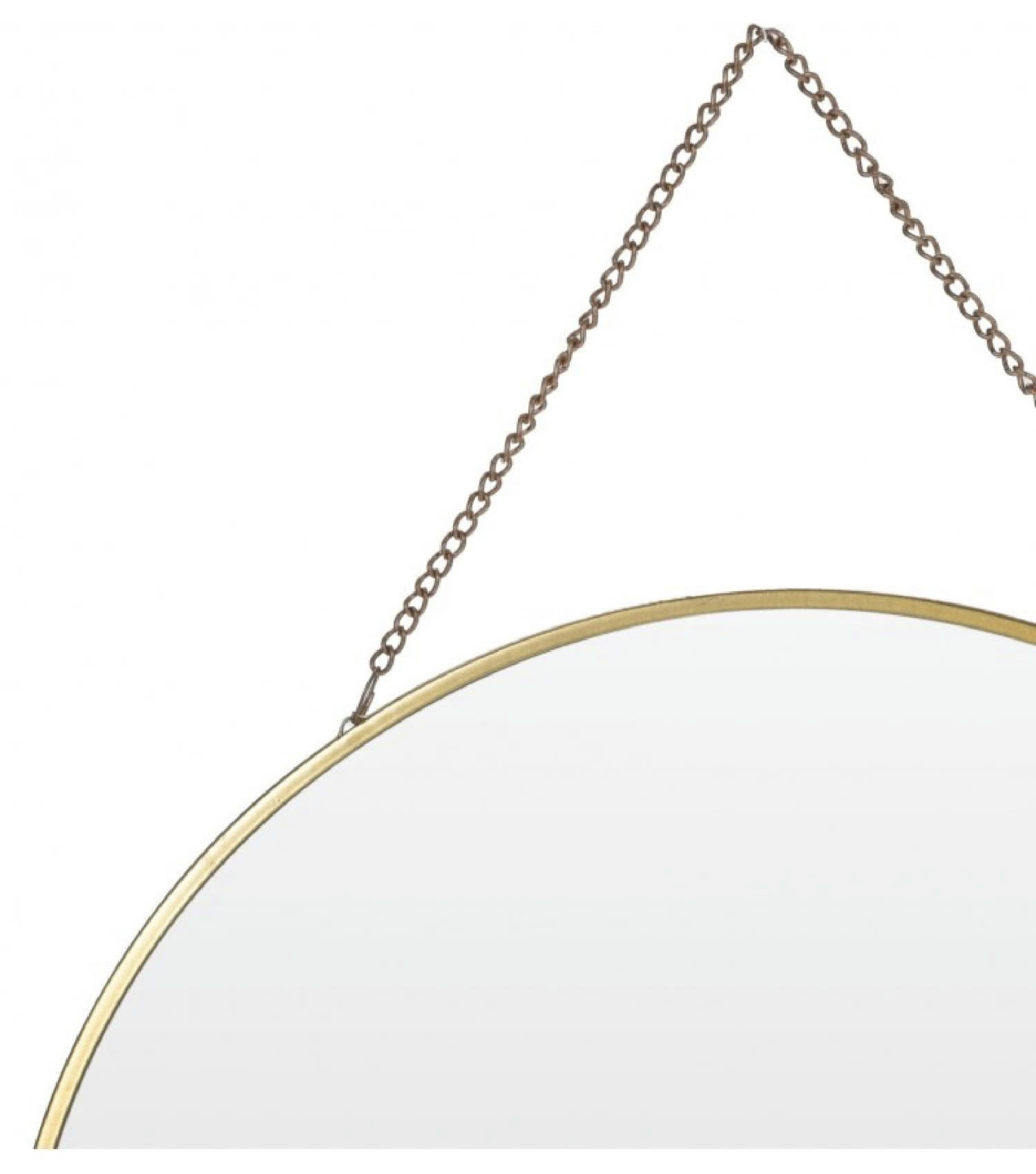 ROND - Miroir doré suspendu avec chaînette D29