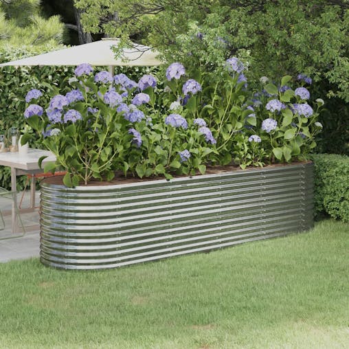 NNEVL Garden Raised Bed Powder-Coated Steel 296x80x68 cm Silver