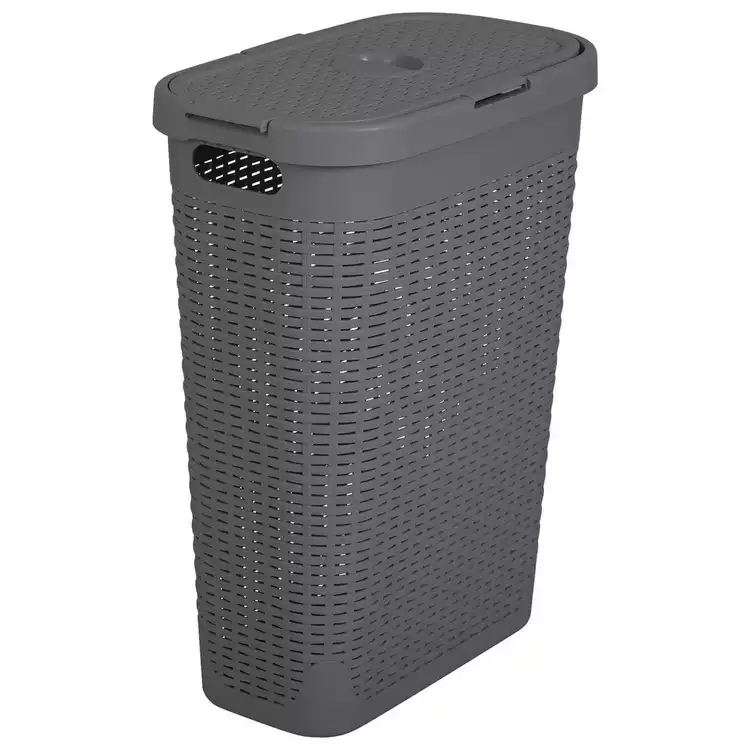 Addis 40 L Slimline Laundry Basket - Dark Grey