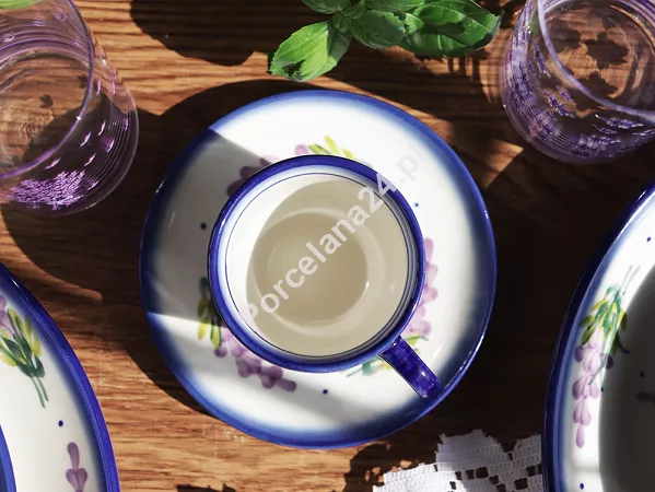 Filiżanka ze spodkiem do espresso 0,11 L / 12,5 cm Bolesławiec - Lawendowy Zakątek