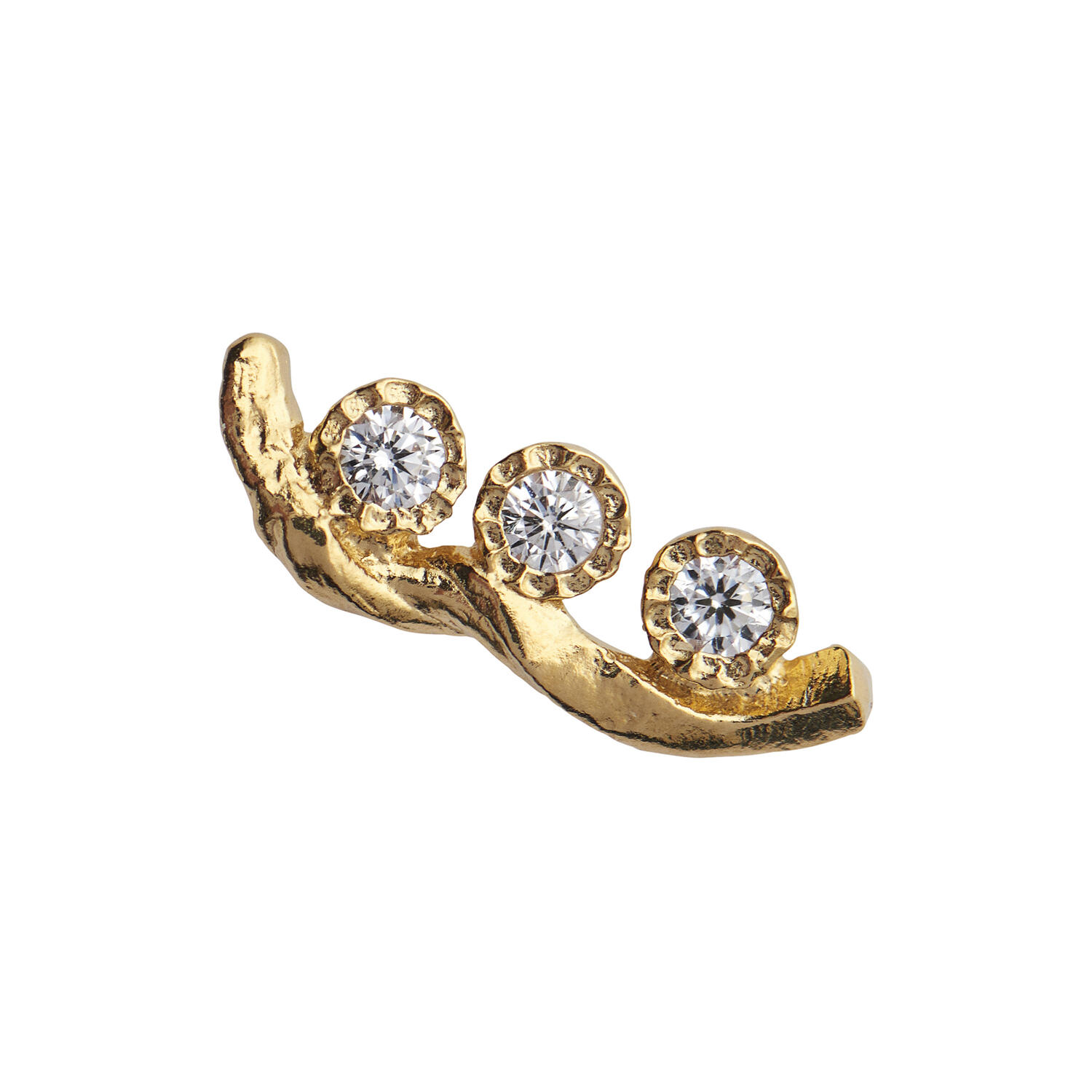 Flow Earring with Three Stones Single, gold
