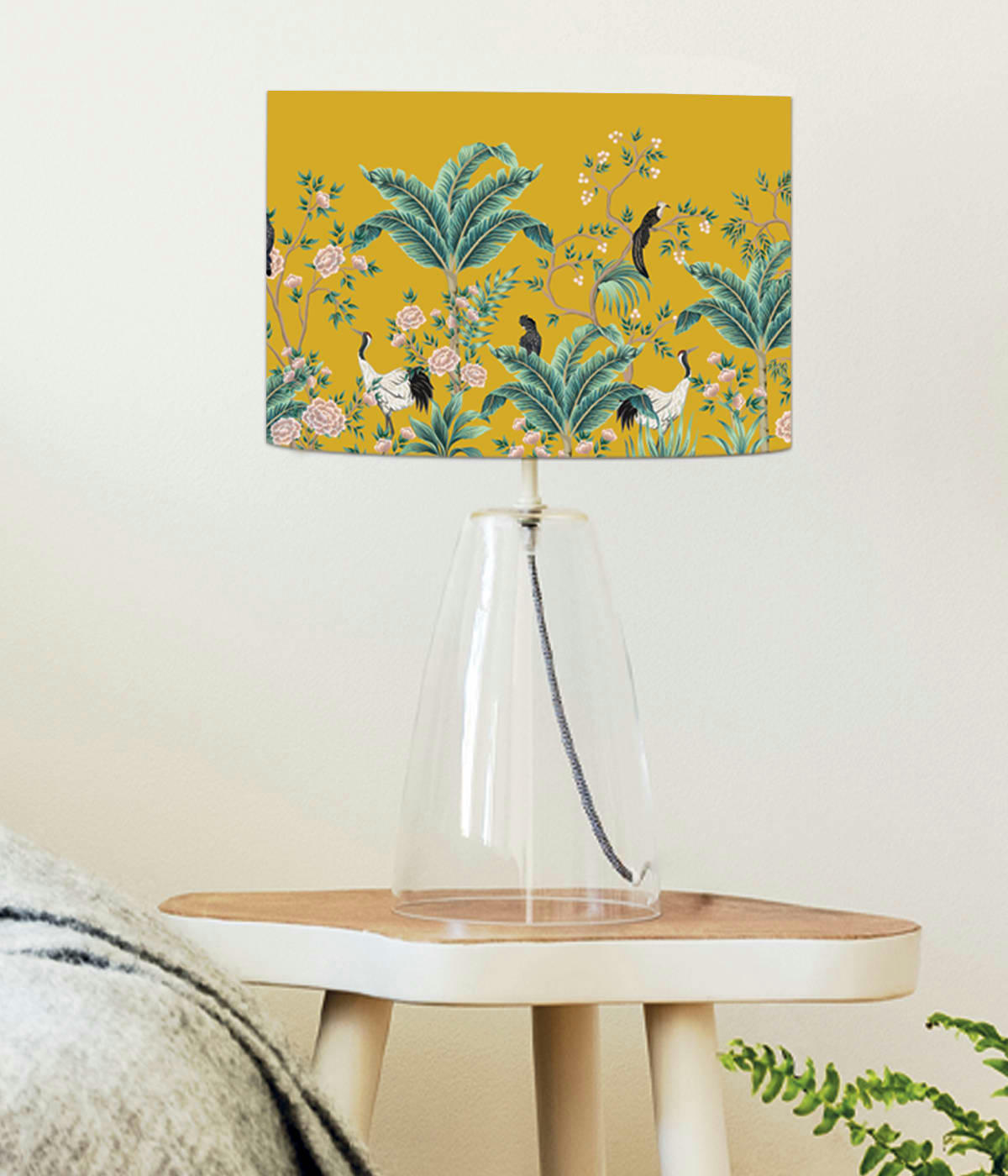 COLORS - Abat-jour chevet Jungle Jaune Moutarde D: 25 x H: 20