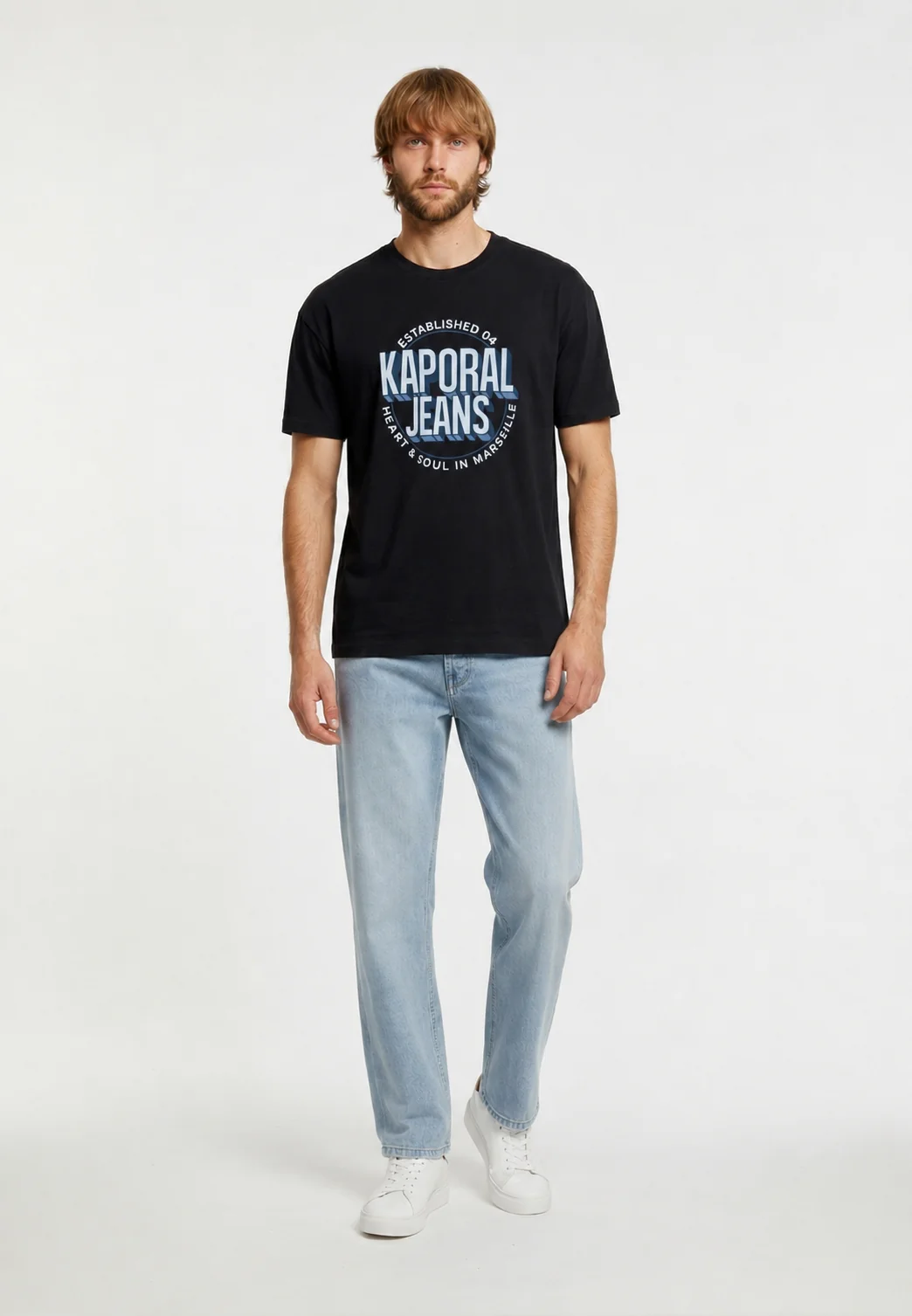 T-shirt manches courtes regular noir coton TYLER