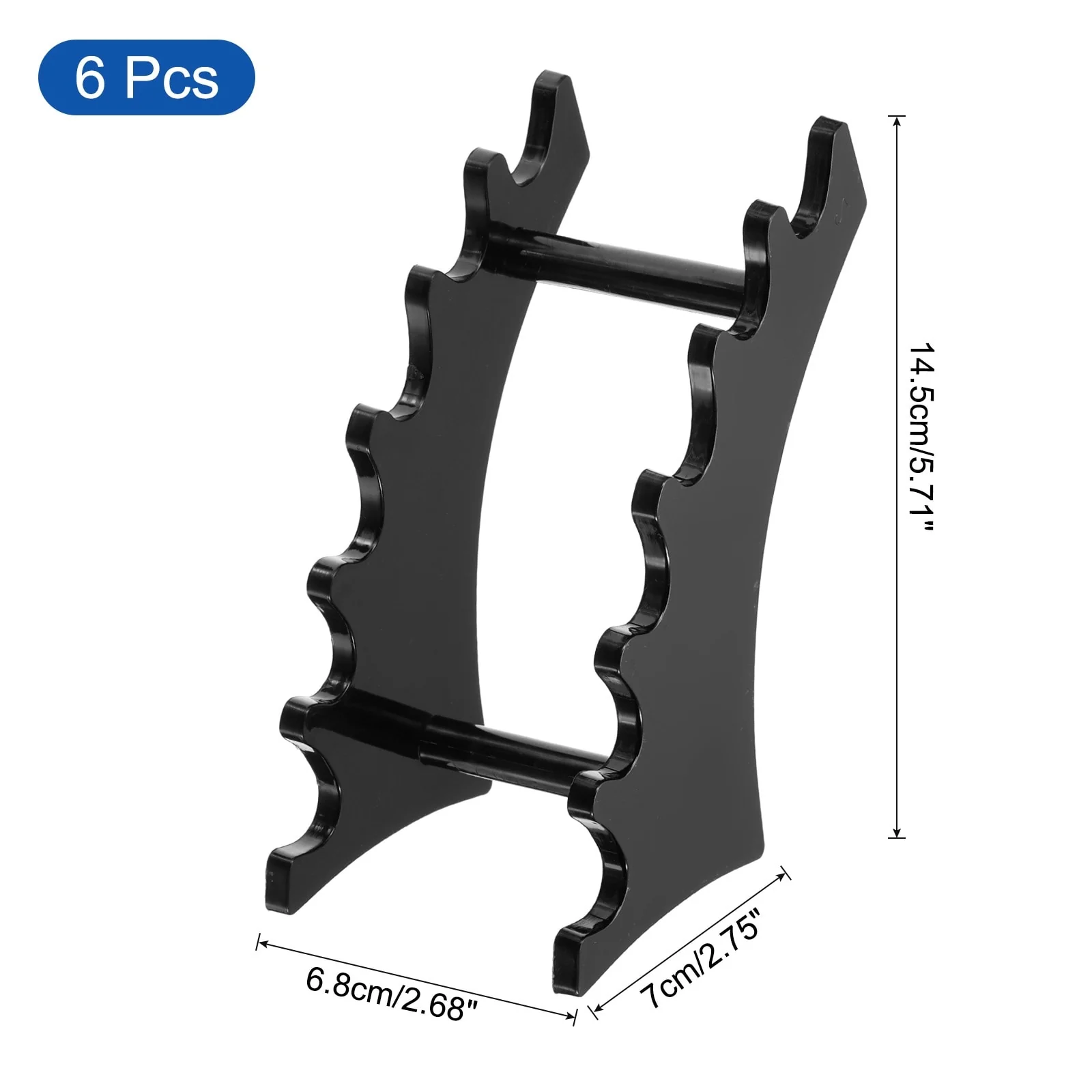 Plastic Pen Holder, 6-Slot Acrylic Pen Display Stand Horizontal Black