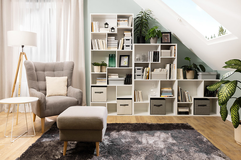 Regał Tetrix 88 cm z 12 półkami biały