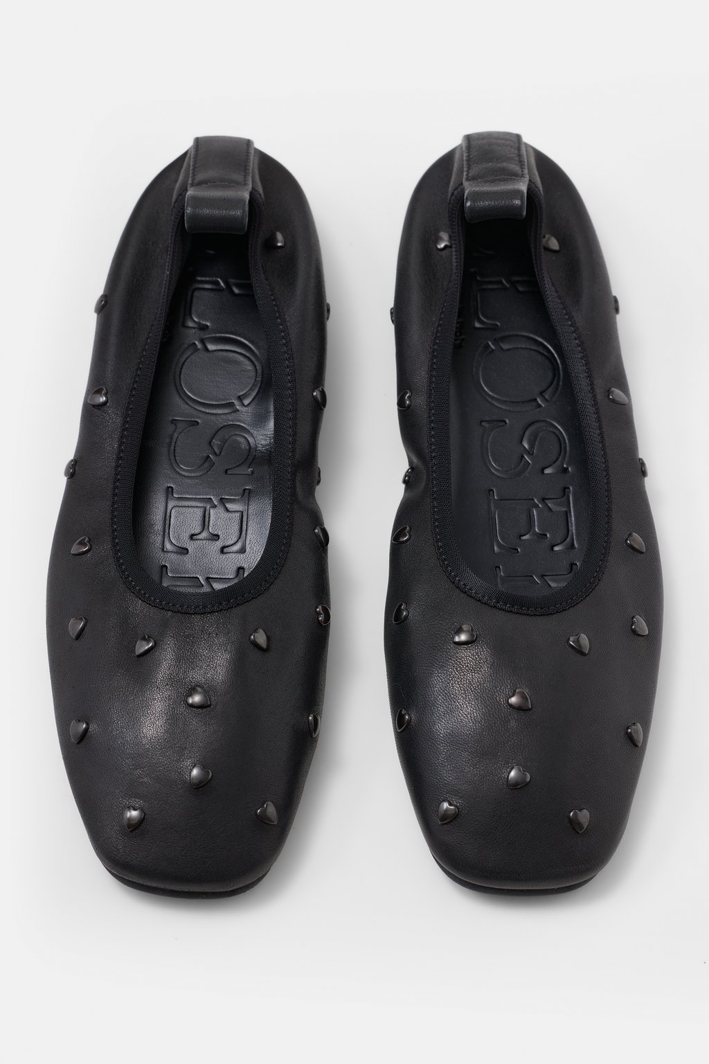Leder-Ballerinas mit Nieten