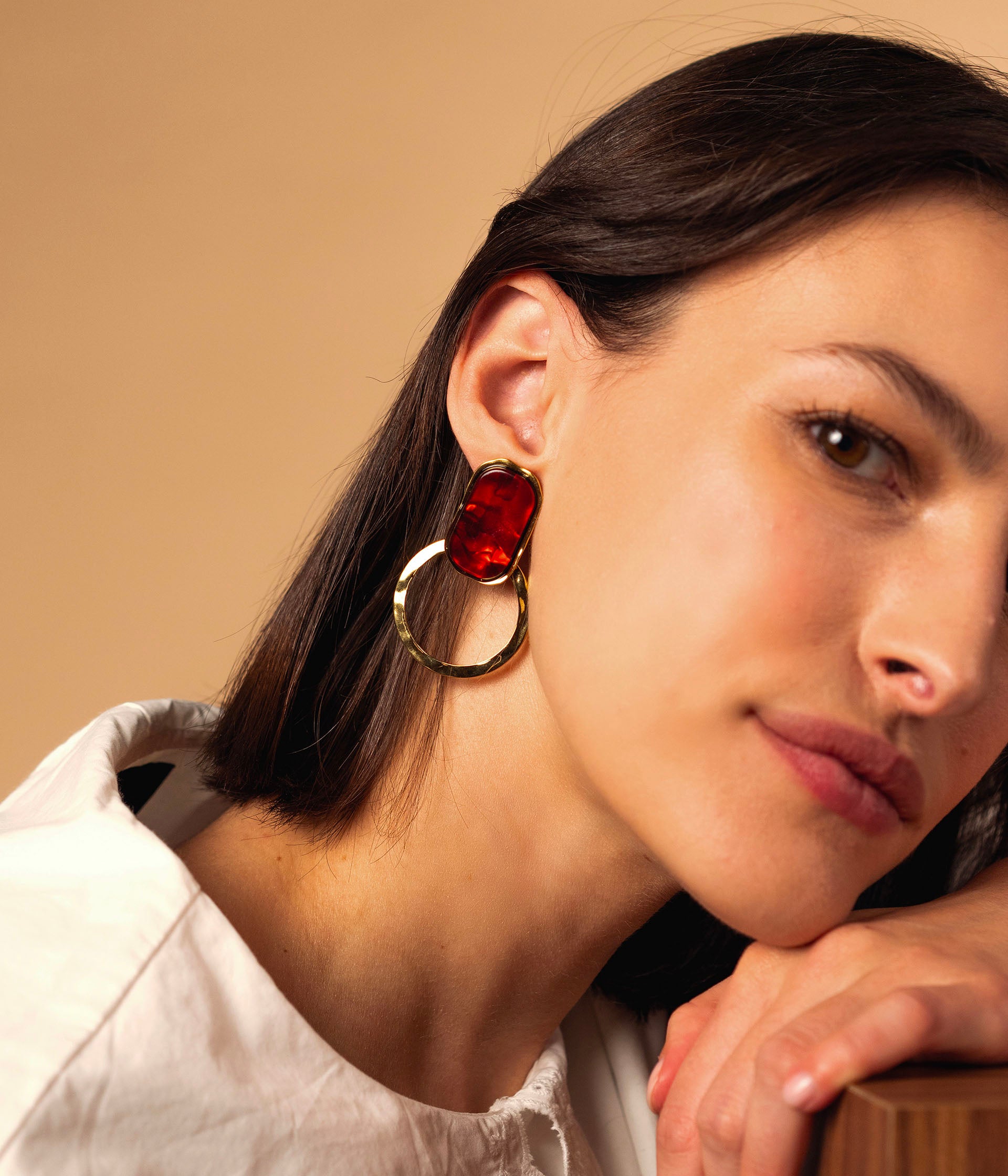 Boucles d'oreilles Dorie rouge