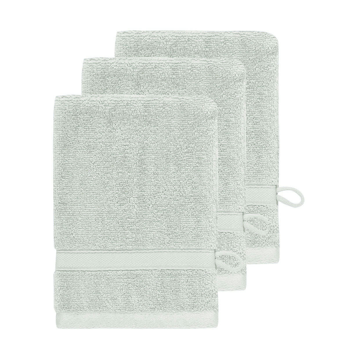 SENSILK - Lot de 3 gants de toilette 600 gr/m²  glacier 16x22 cm