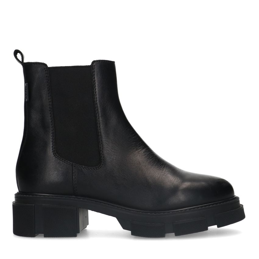 Manfield Zwarte leren chelsea boots