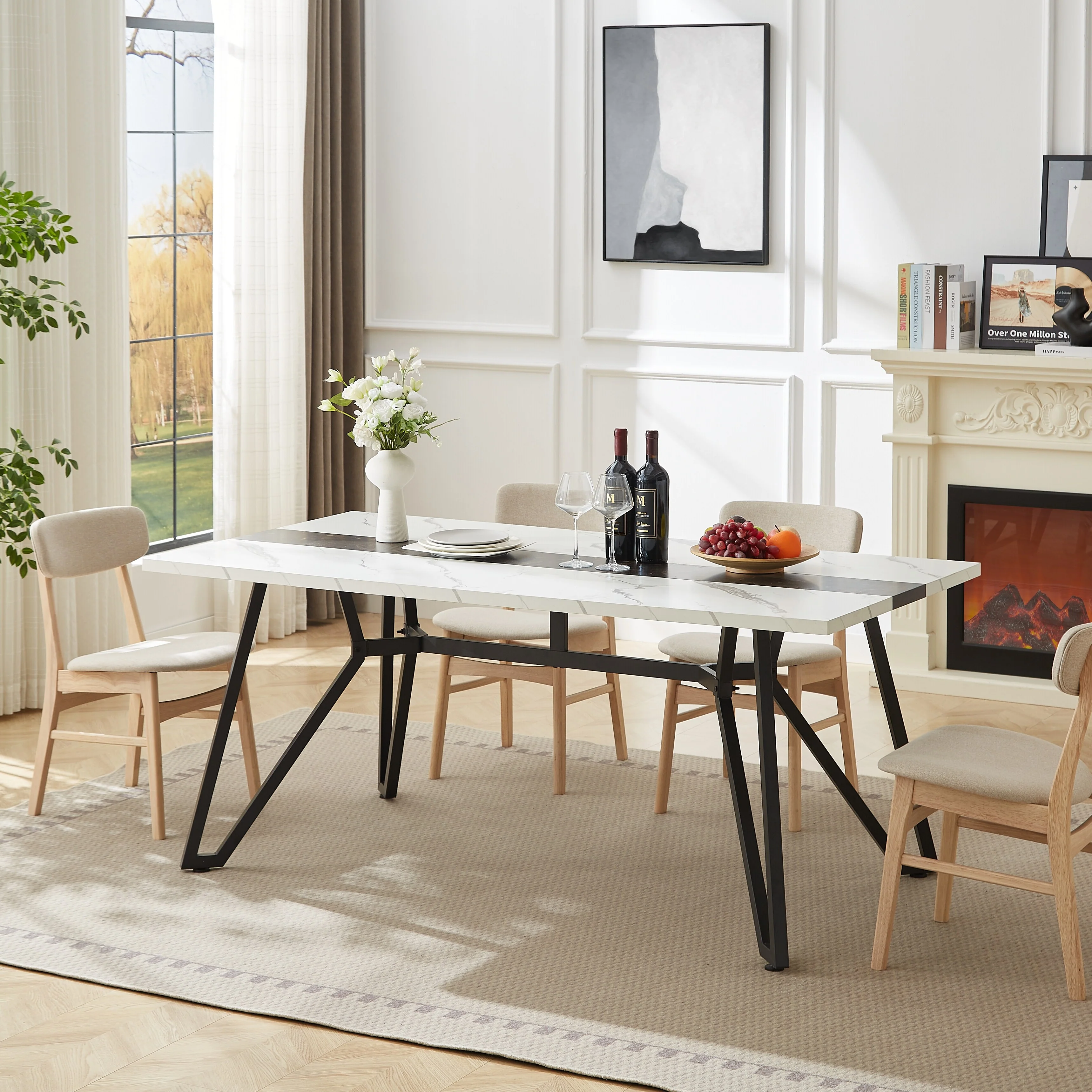 70.9 Rectangular Large Dining Table for 8 People