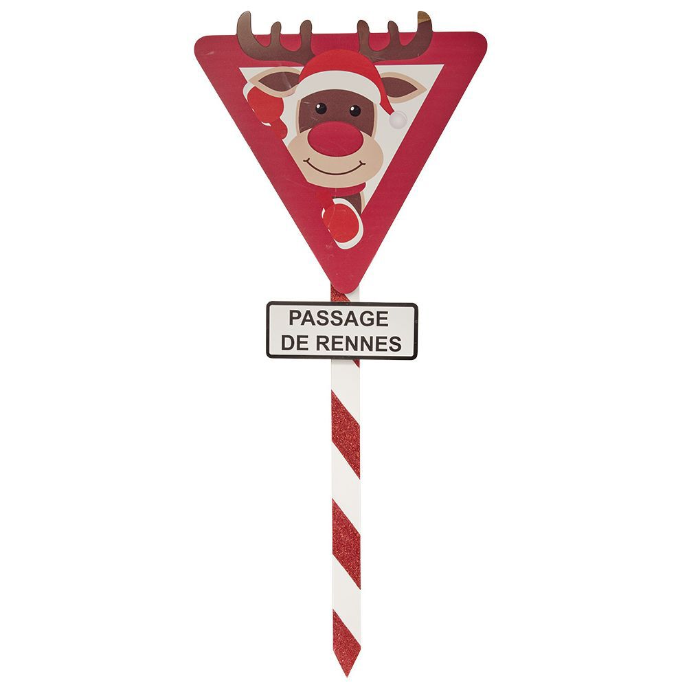 Panneau de No&euml;l rouge et blanc H70 cm