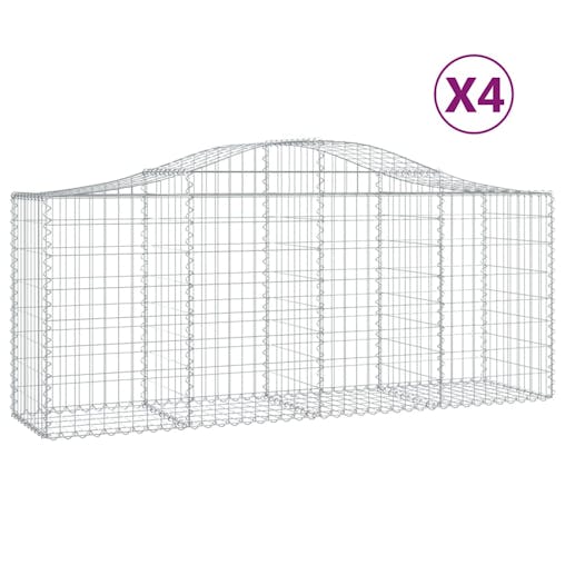 NNEVL Arched Gabion Baskets 4 pcs 200x50x80/100 cm Galvanised Iron