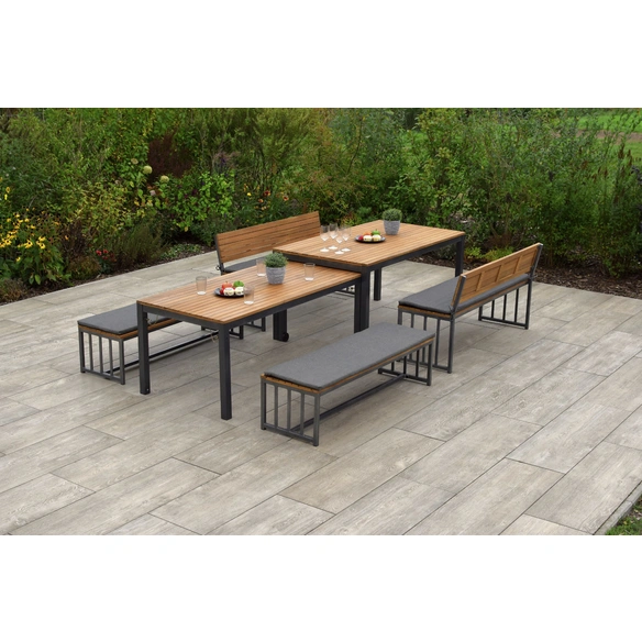 Gartenmöbelset »Milos«, für 12 Personen, BxHxT: 145 x 76,5 x 55 cm, Aluminium/Akazienholz