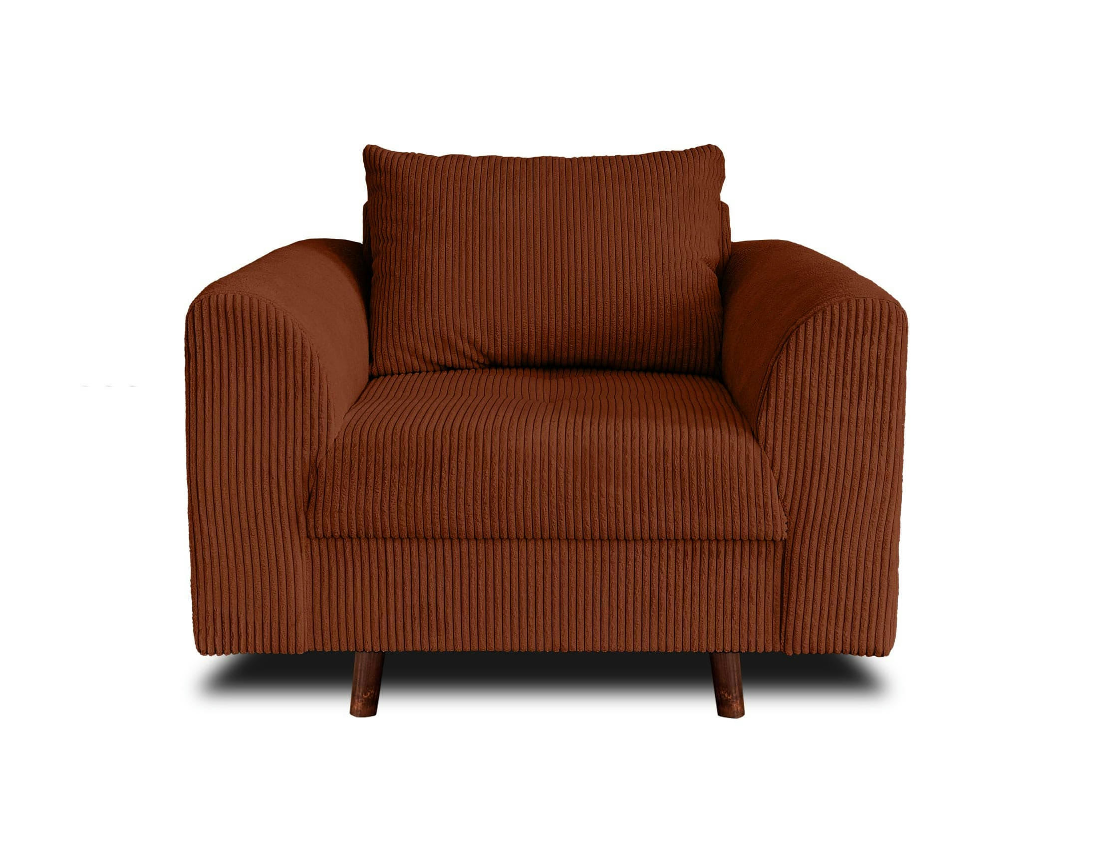 RUNE - Fauteuil en velours côtelé terracotta