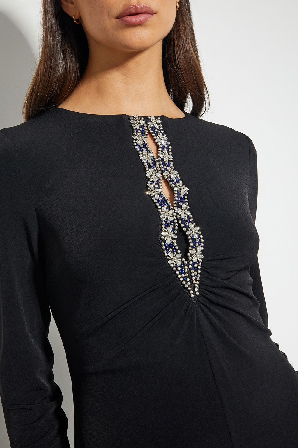 Monsoon Tess Embellished Trim Jersey Dress Black