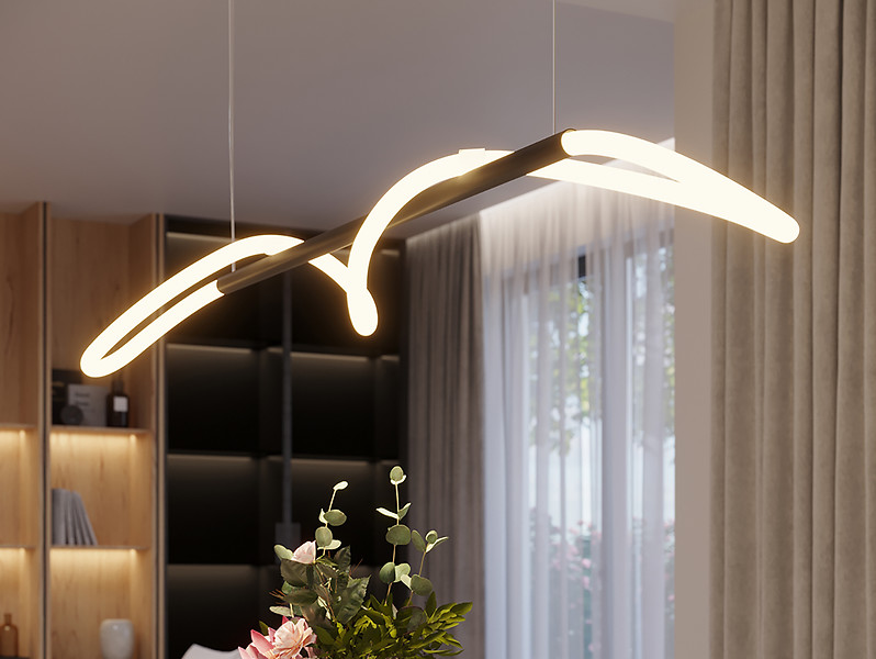 Lampa wisząca Galakse LED 84 cm aluminiowa czarna