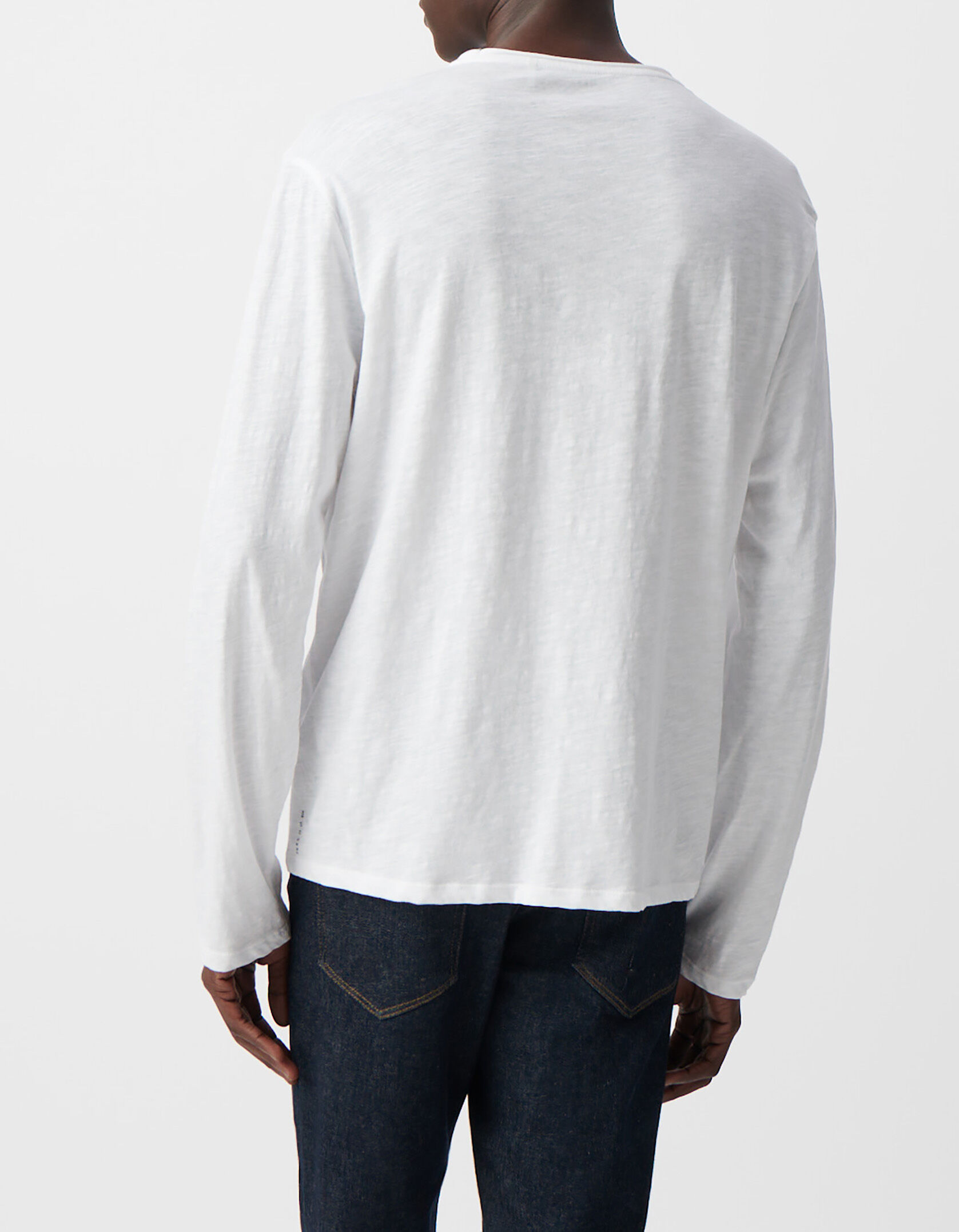 T-shirt L'Essentiel blanc col rond à manches longues Homme