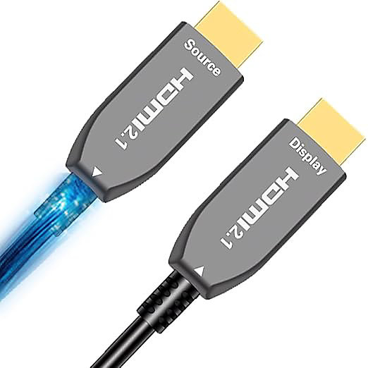 Elfcam - Câble HDMI 8K Fibre Optique 60m (Noir) - 48Gbps, HDMI 2.1,8K 60Hz, 4K 120Hz, HDR10, eARC, PS5, Xbox, TV