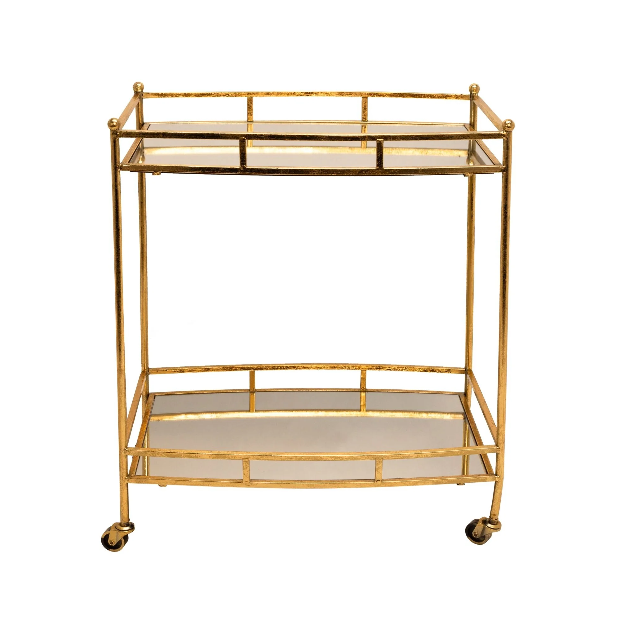 28 Gold Mirrored Top 2-Tier Bar Cart