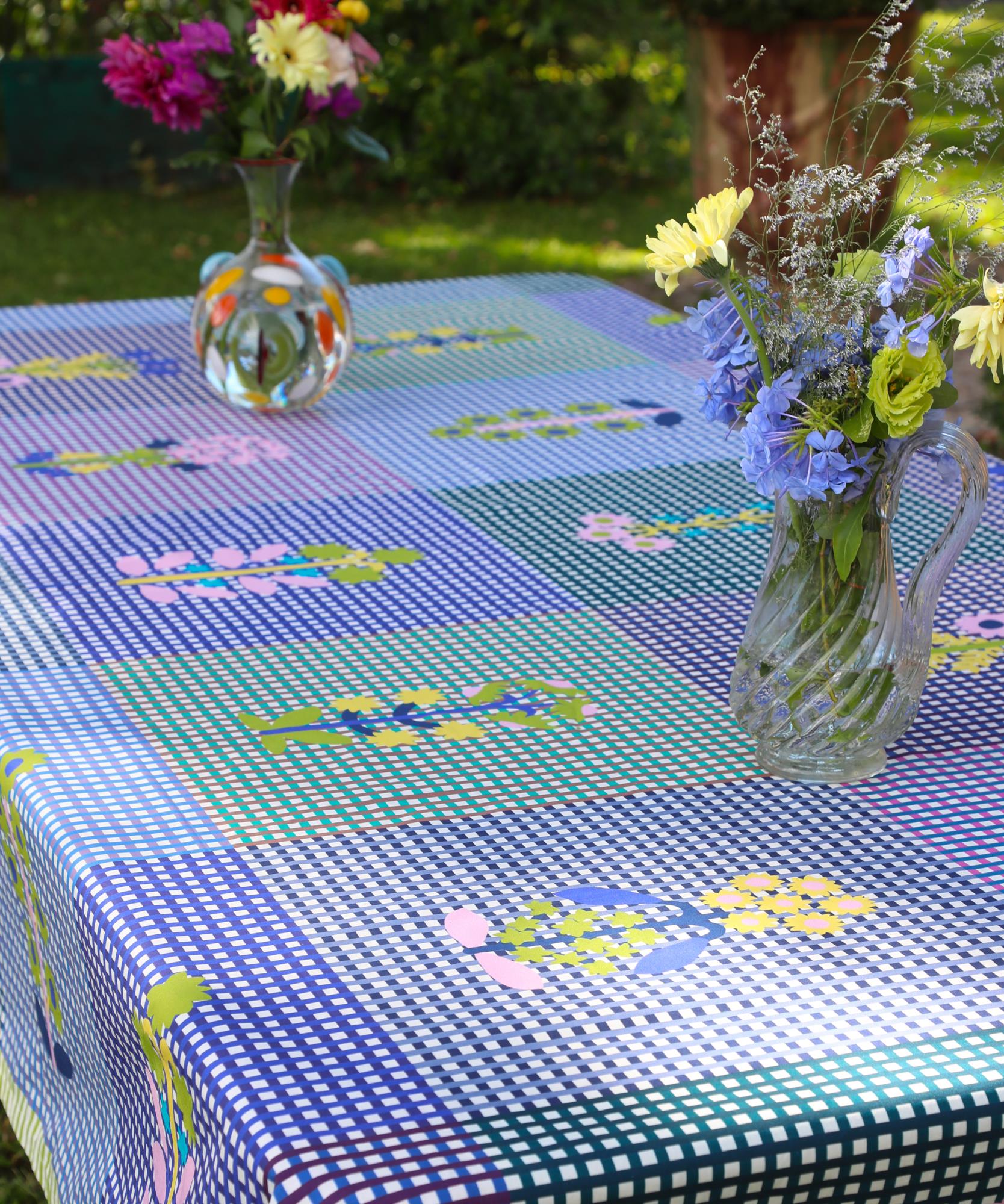 Nappe en coton carrée Jardin Fantastique Bleu - 100% Coton