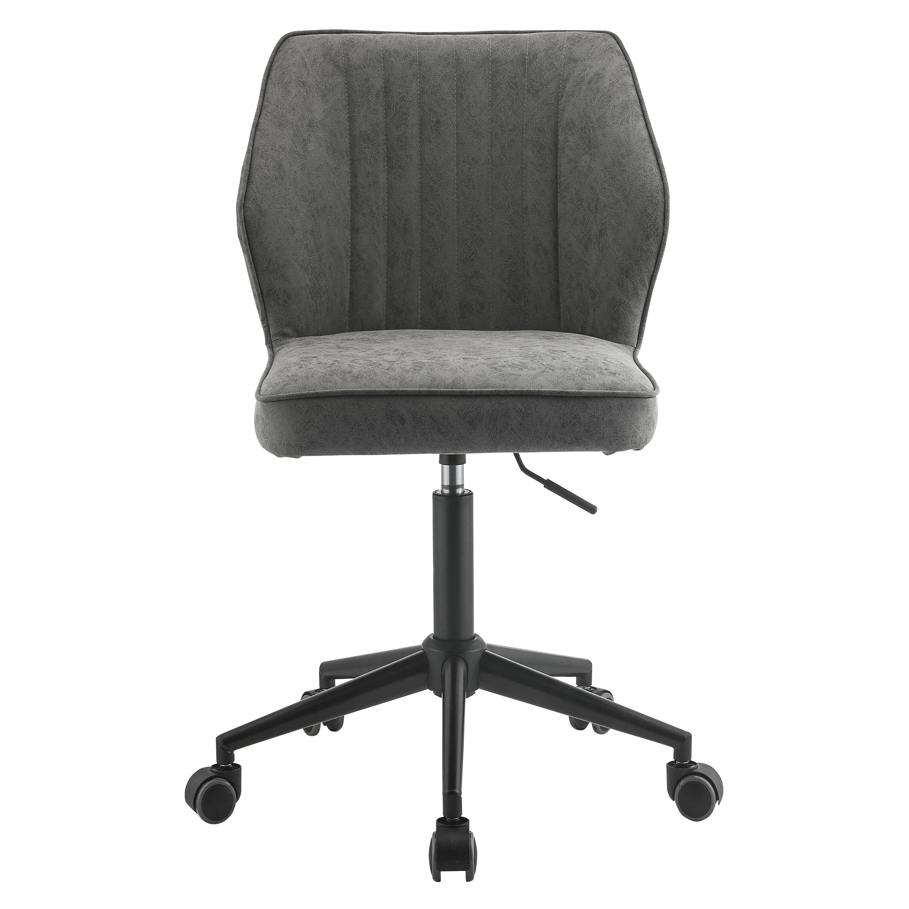 Armless Home Office Chair, Ergonomic Swivel Task Chair, Adjustable Height Vanity Chair with Wheels and Backrest - N/A