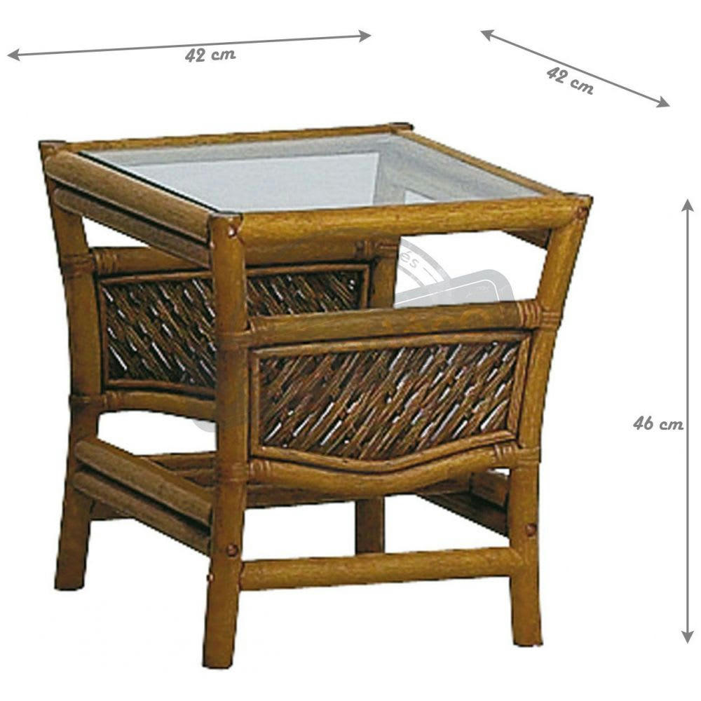 - Table d'appoint en rotin et verre