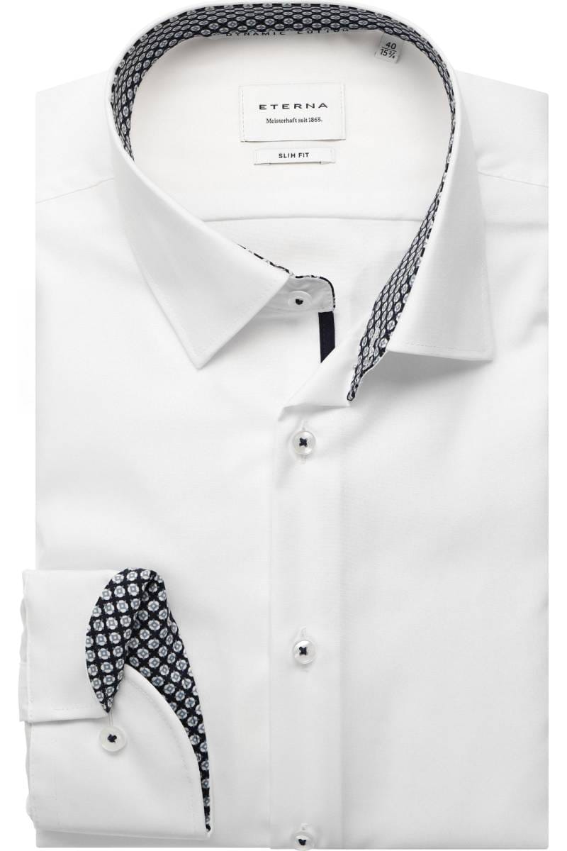 ETERNA Slim Fit Dynamic Cotton Hemd weiss, Einfarbig (extra langer Arm)