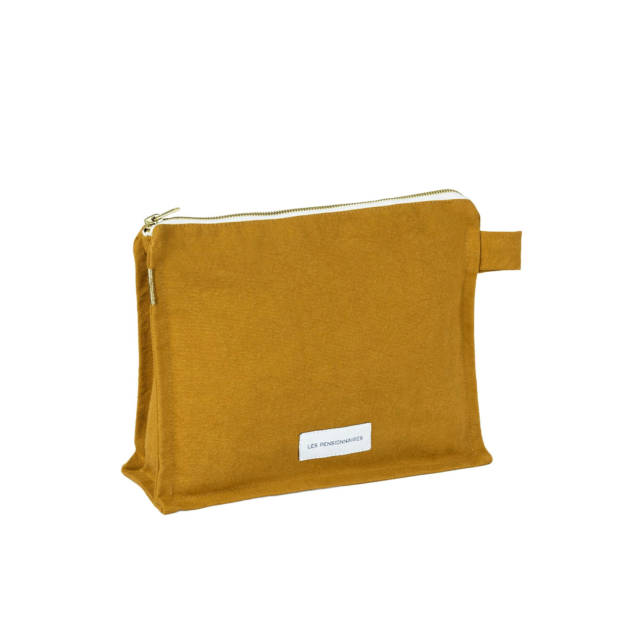 - Trousse de toilette en toile de coton bio jaune safran