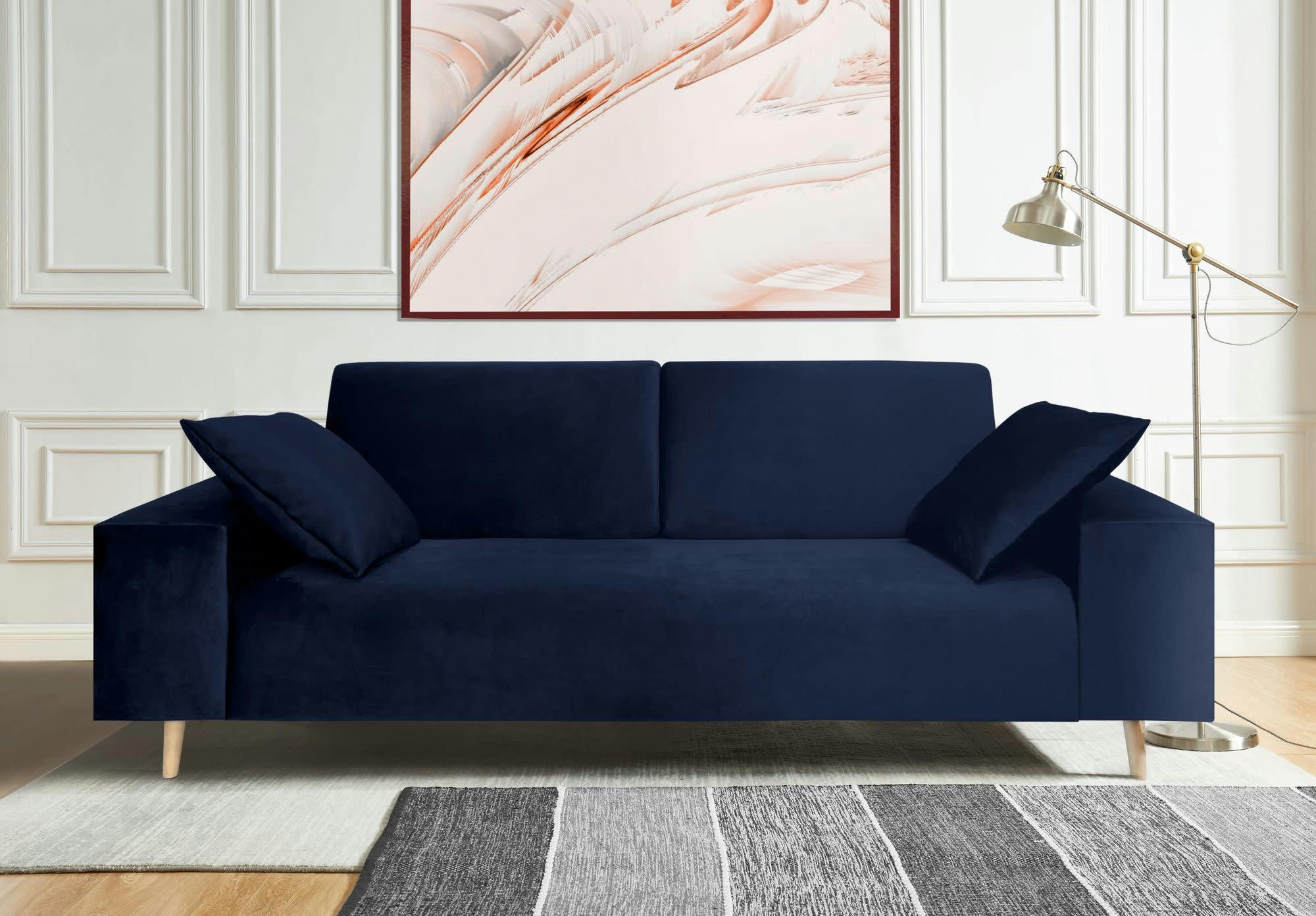 IBIZA - Canapé fixe 3 places  en tissu bleu marine