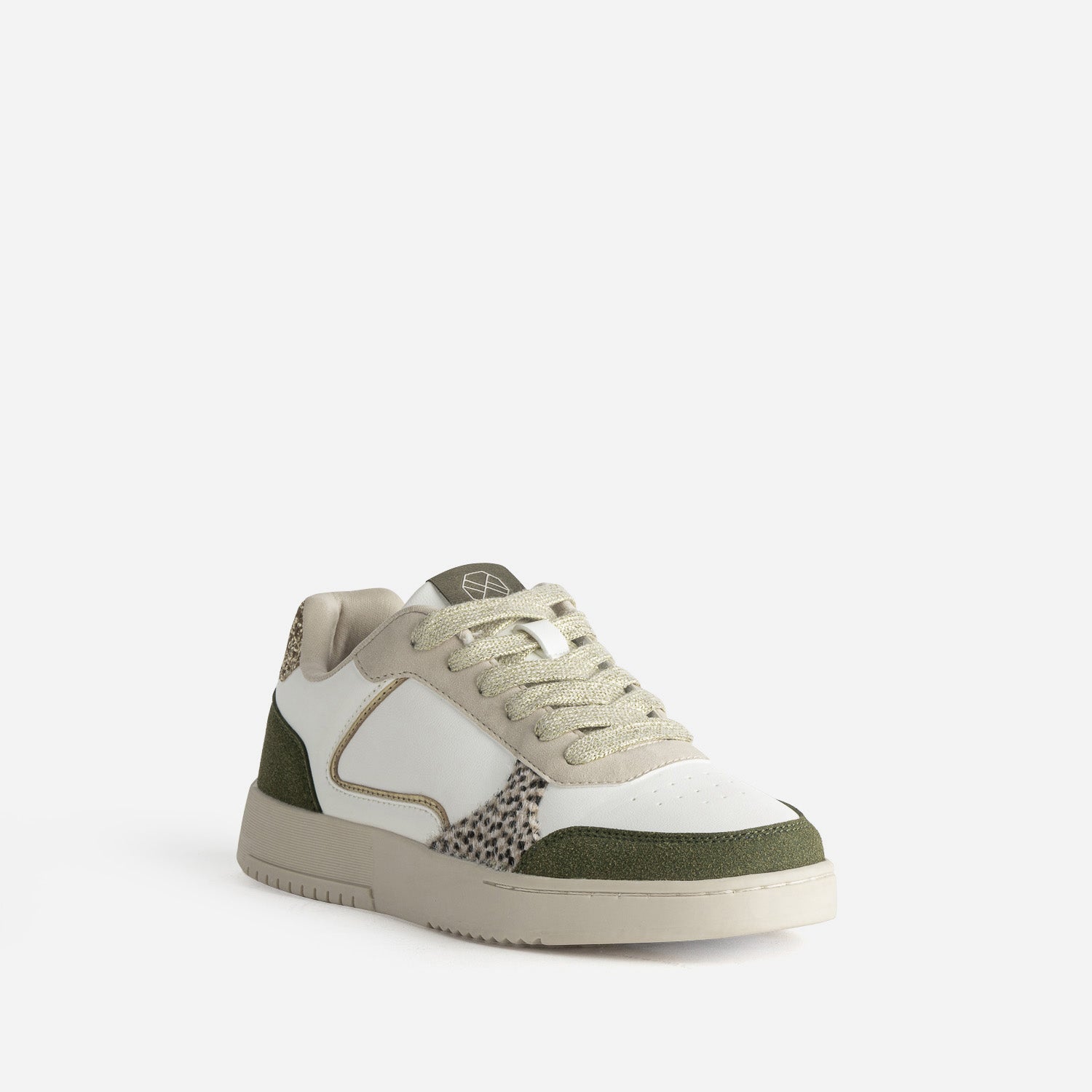 Tennis TEXTO blanche, beige et kaki