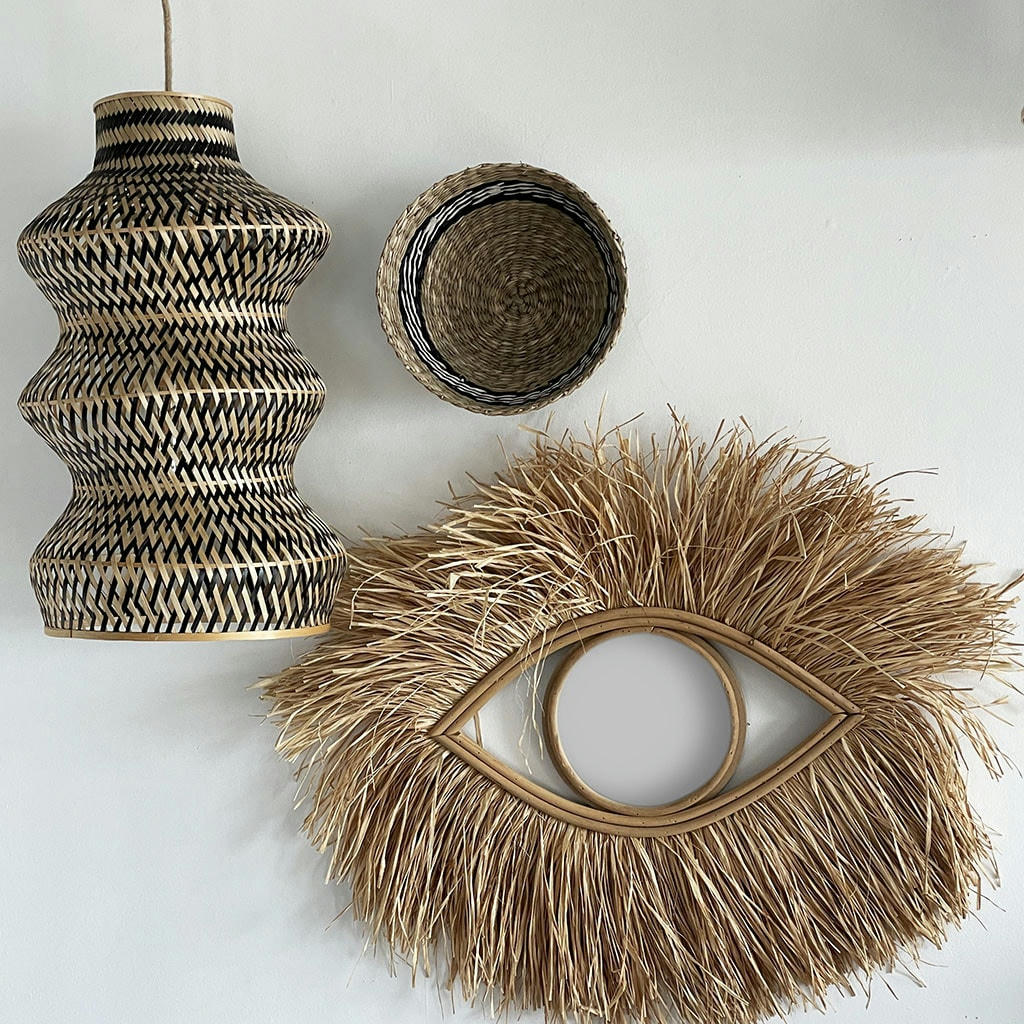 POÉSIE - Abat-Jour pour suspension tressé noir D30cm