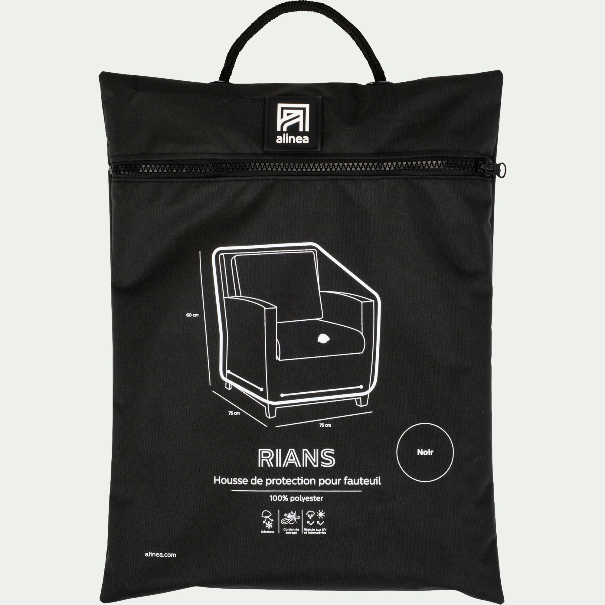 RIANS - Housse de protection pour fauteuil de jardin - noir (75x75xH60cm)