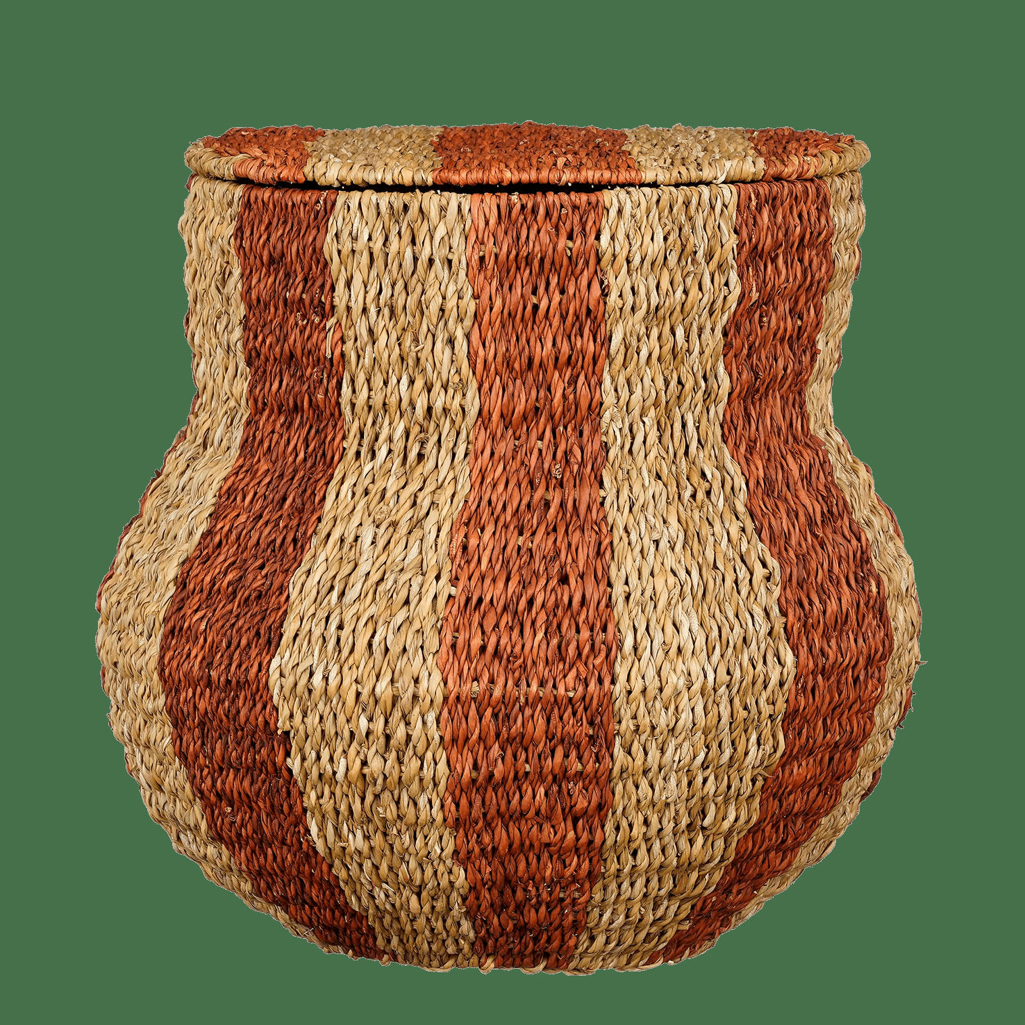 TACOMA - Panier de rangement avec couvercle en jute orange H47