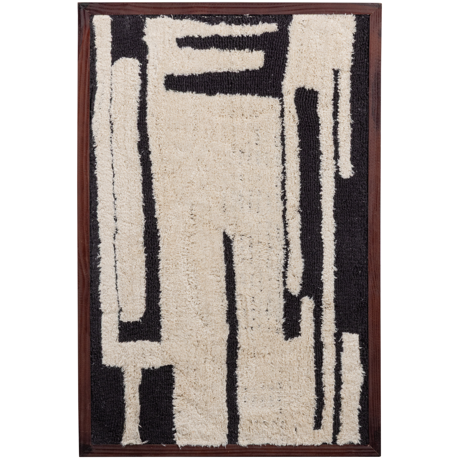 WOOOD Anka Wanddeco - Katoen Hout - Zwart Wit - 90x60x10