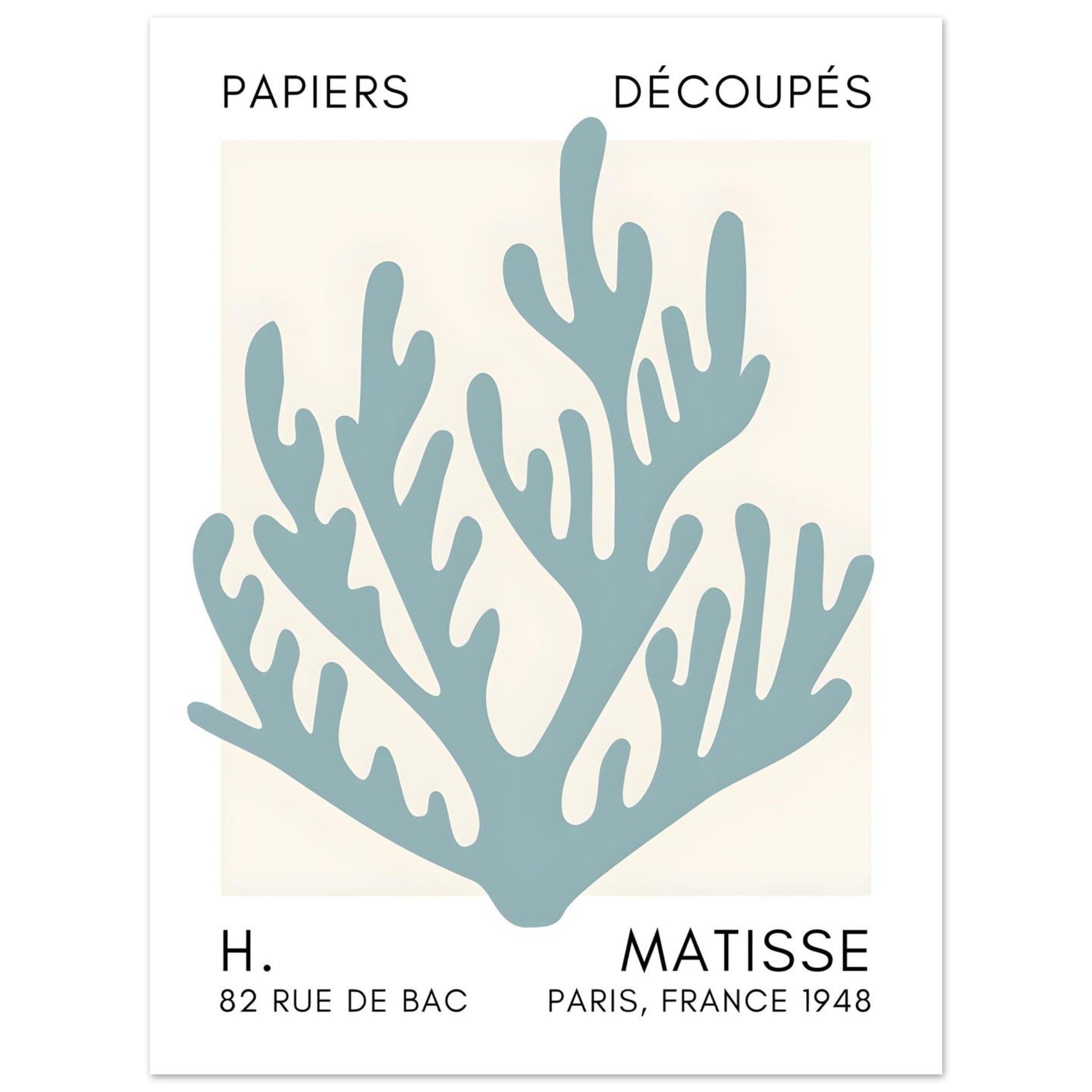 Artfulprints Poster Matisse – Coral harmony turquoise  - 30x40 cm - Turquoise