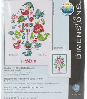 Dimensions 9 x 12 Under the Sea Birth Record Counted Cross Stitch Kit