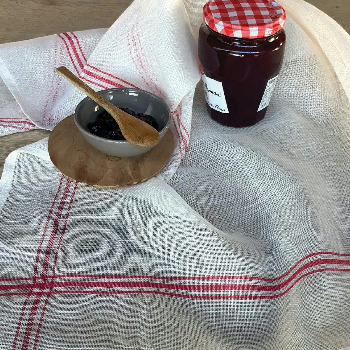 ETAMINE A CONFITURE - Torchon en lin rouge 73x83