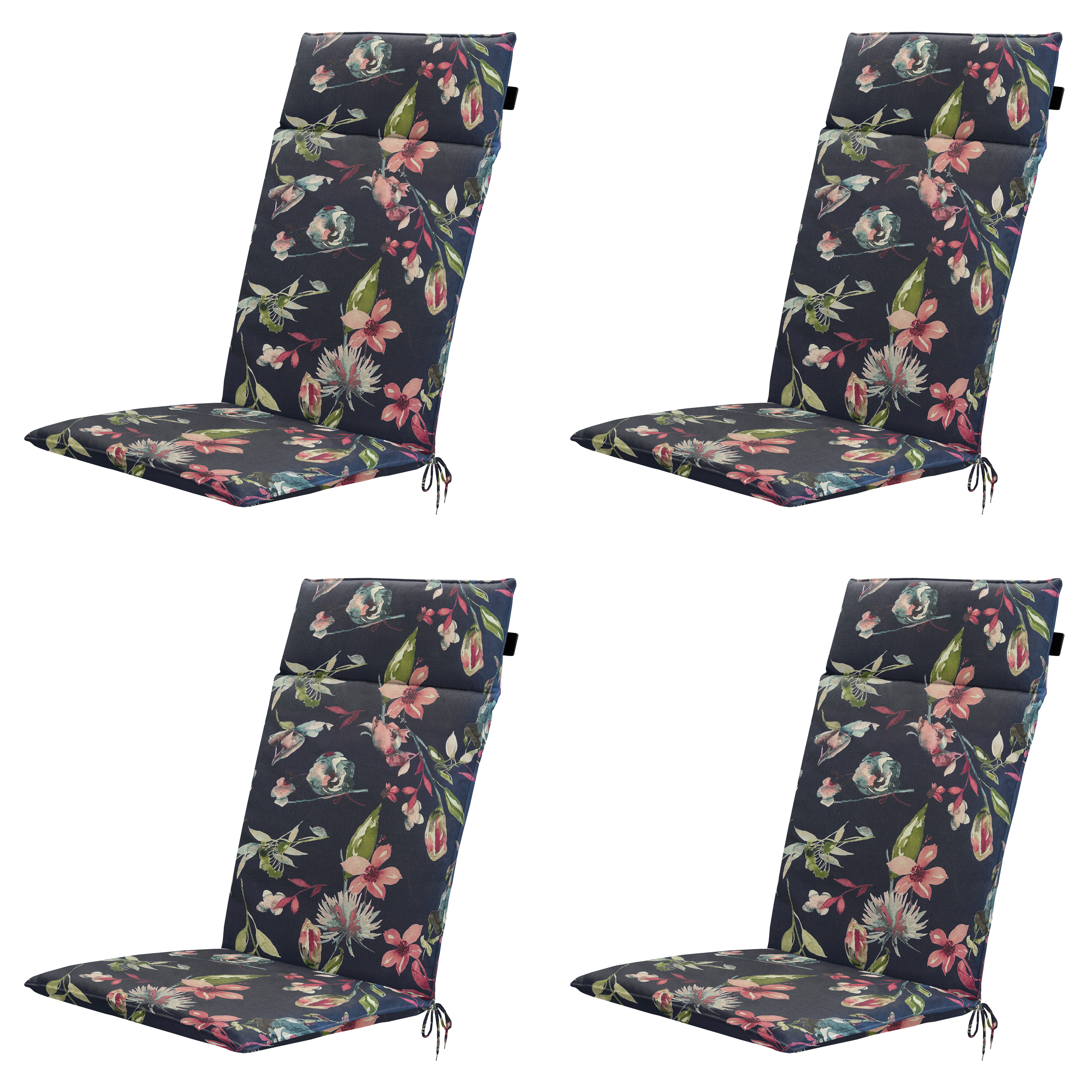 Madison tuintstoelkussen hoge rug Cato - blauw - 120x50x4cm - set van 4