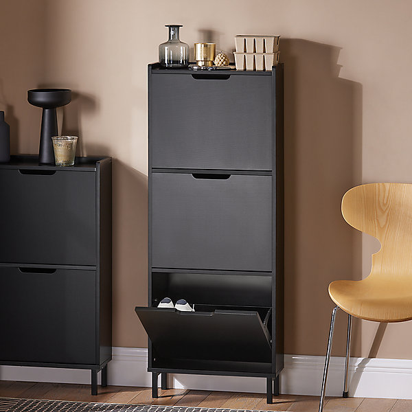 Armoire à Chaussures Meuble d'Entrée avec 3 Abattants , FSR151-H-SCH, SoBuy