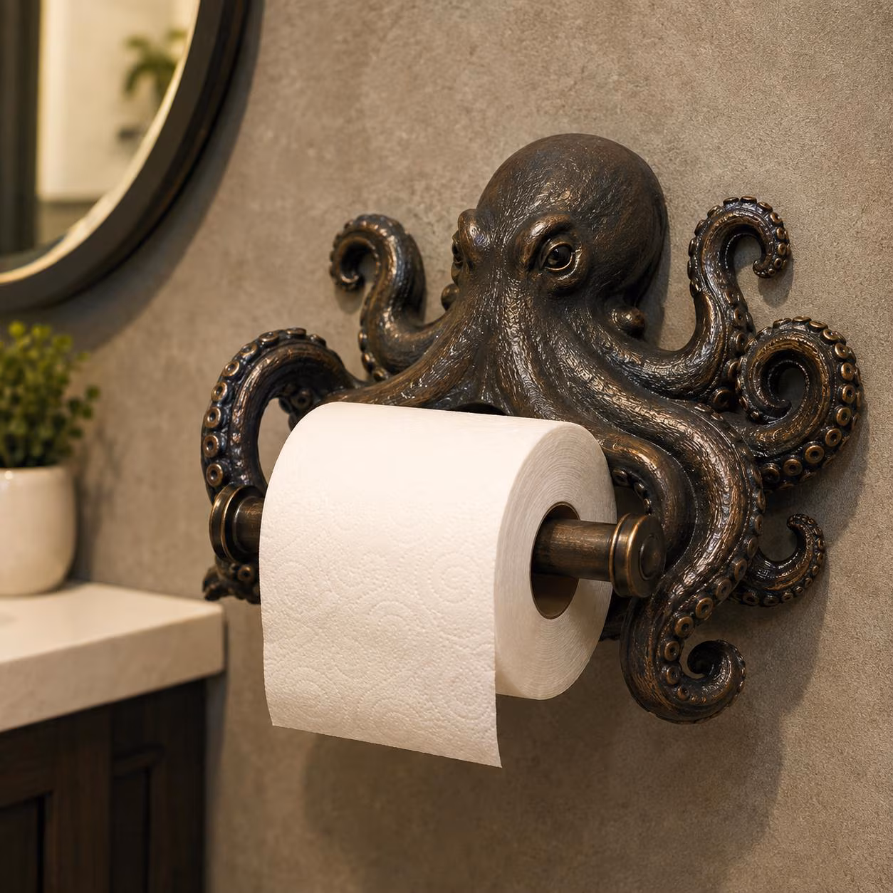 Ocean Animal Toilet Paper Holder, Shark Sea Turtle Octopus Wall Mounted Toilet Roll Holder, Nautical Bathroom Decor, Ocean Lover Gift